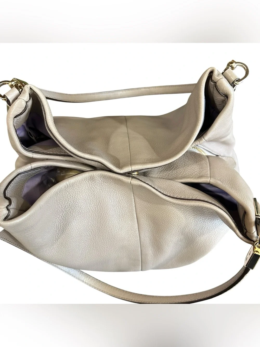 COACH Pebbled Leather Madison Phoebe Women's Handbag 3 Compartment Gray